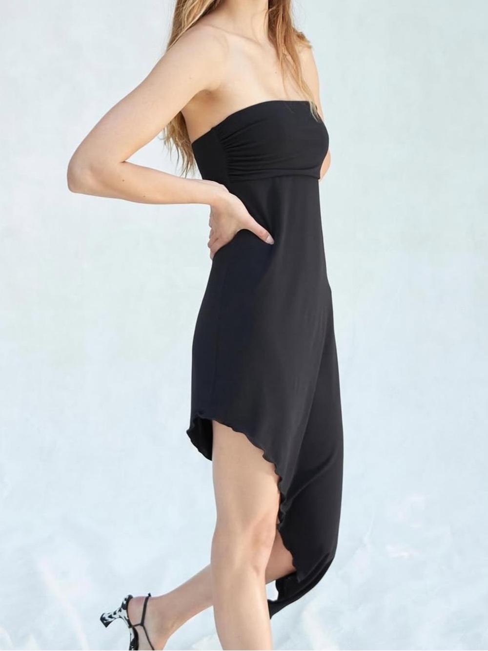 Urban Outfitters Black Strapless Asymmetrical Hem Dress
